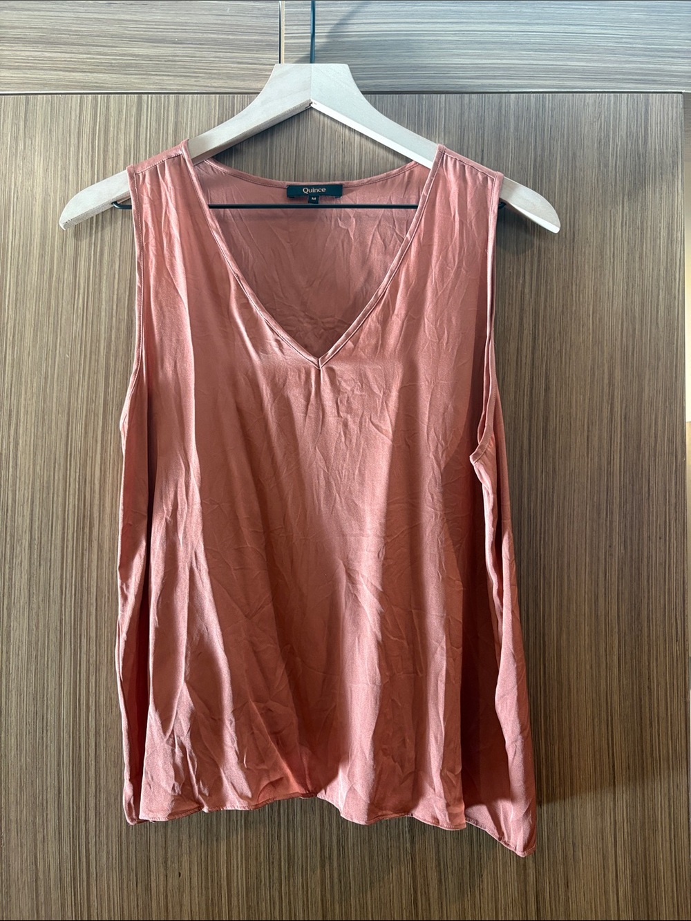 Quince:  Washable Silk Tank, M, Rose Powder